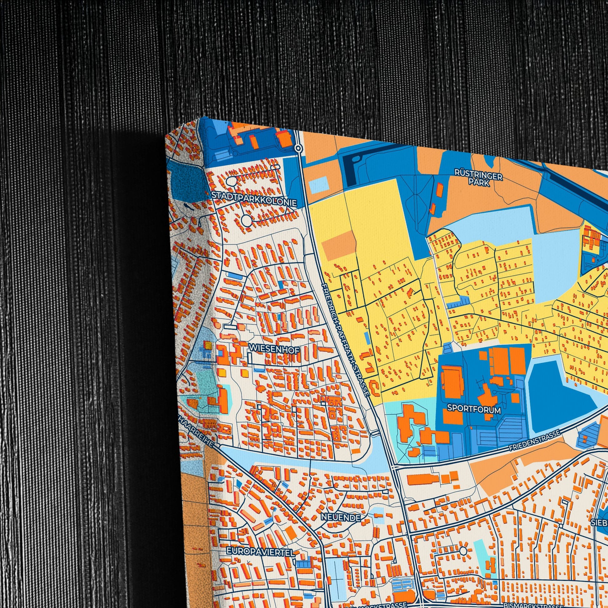 Wilhelmshaven Germany Colorful City Map Canvas Print Detail