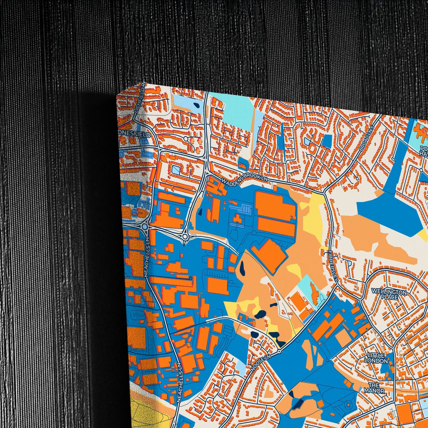 Willenhall England Colorful City Map Canvas Print Detail