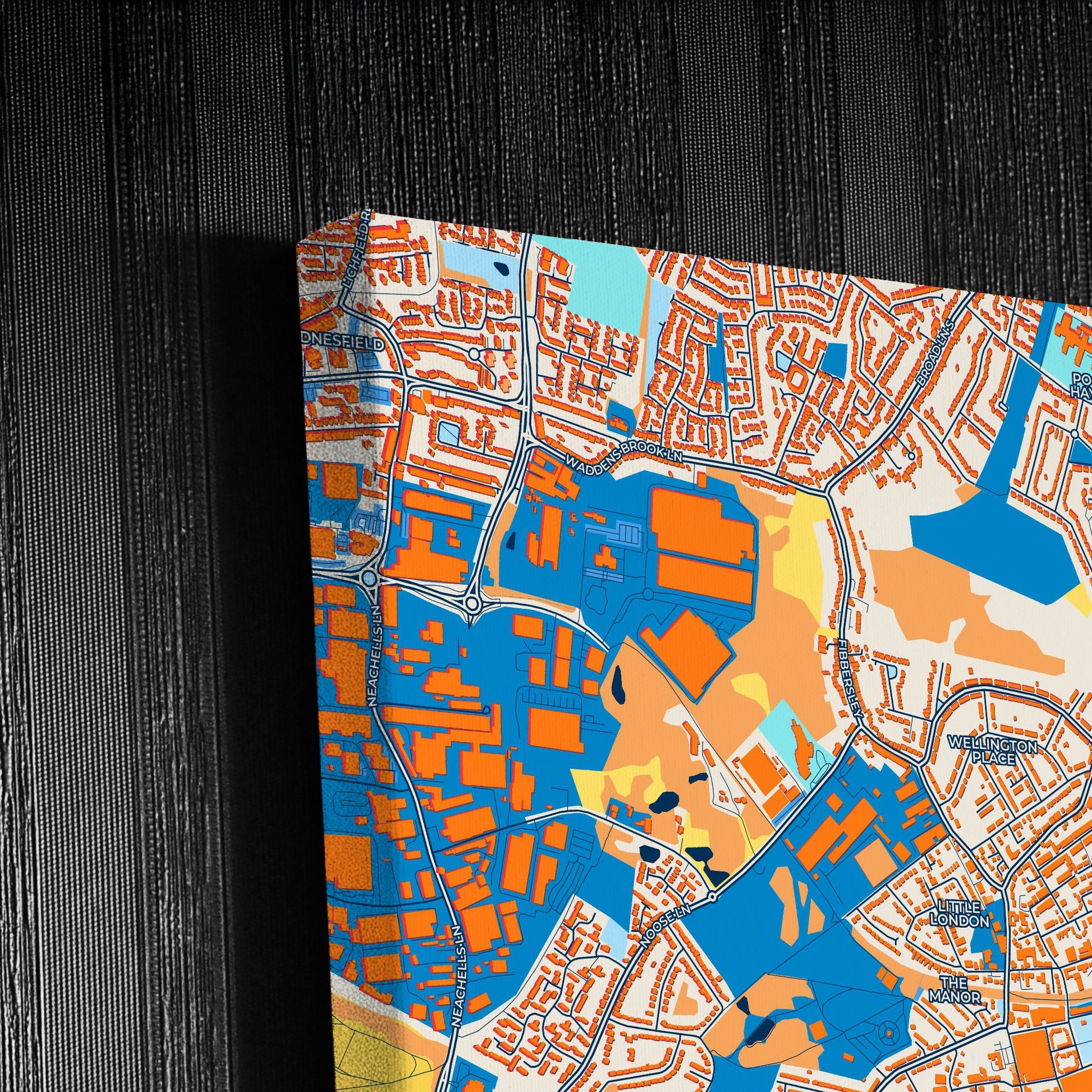 Willenhall England Colorful City Map Canvas Print Detail