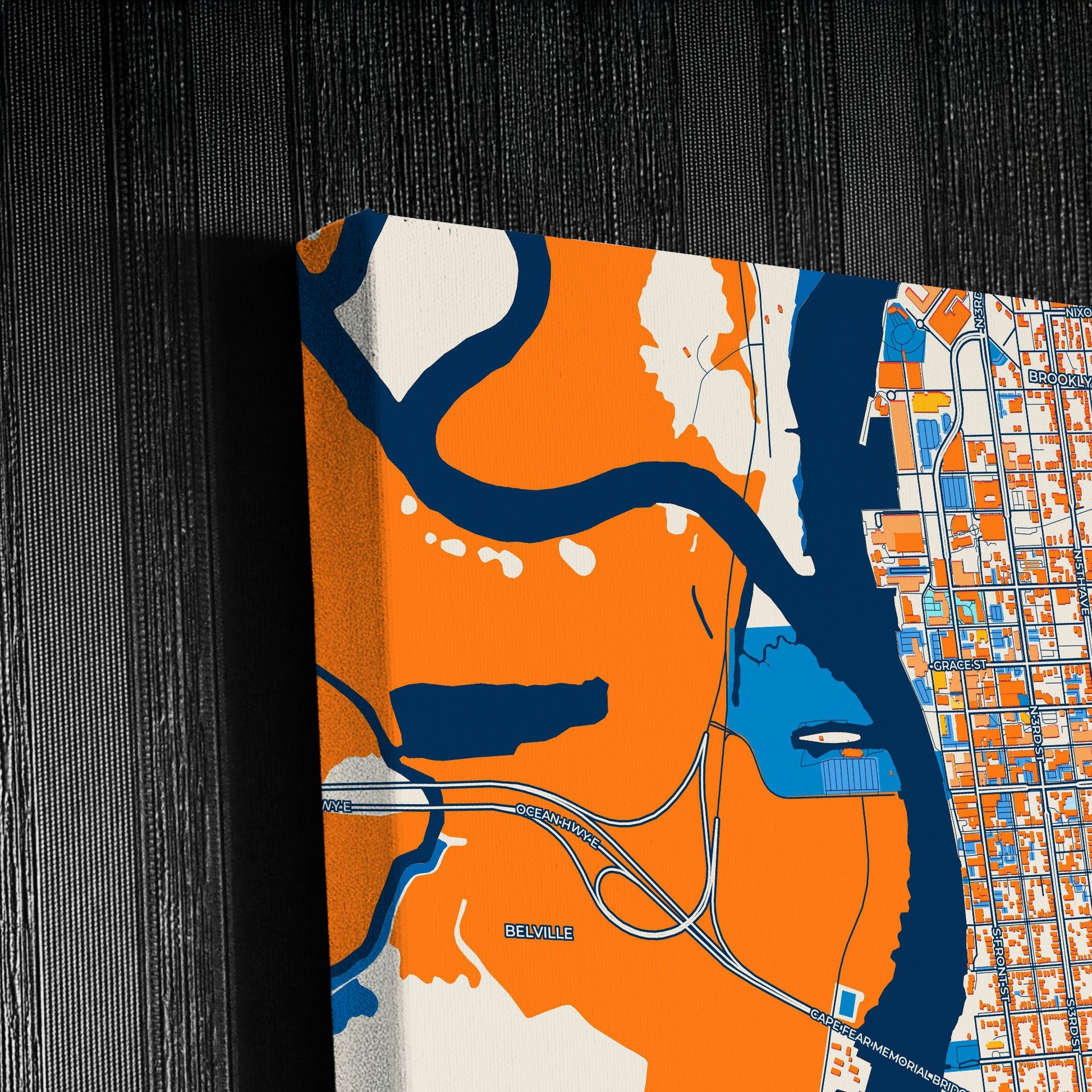Wilmington North Carolina Colorful City Map Canvas Print Detail