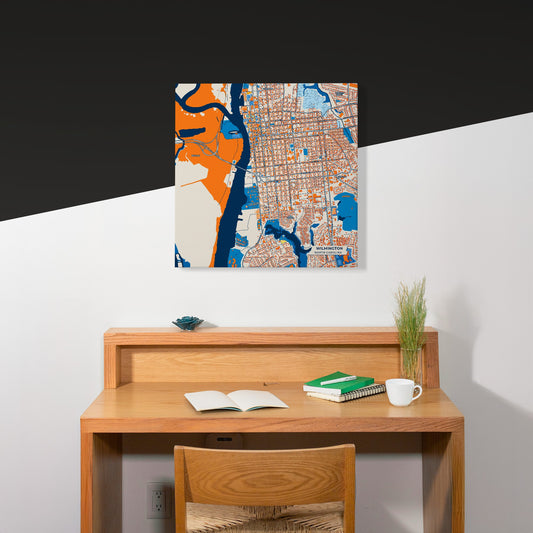 Wilmington North Carolina Colorful City Map Canvas Print Scene