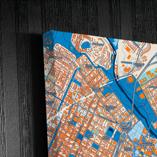 Wilmington Delaware Colorful City Map Canvas Print Detail