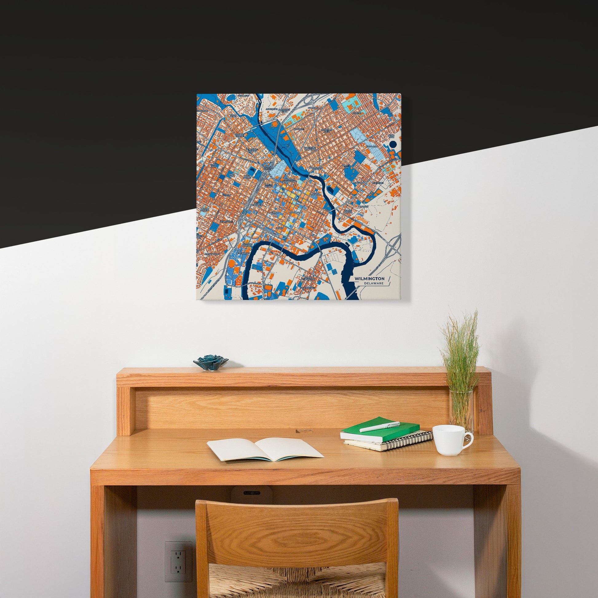 Wilmington Delaware Colorful City Map Canvas Print Scene