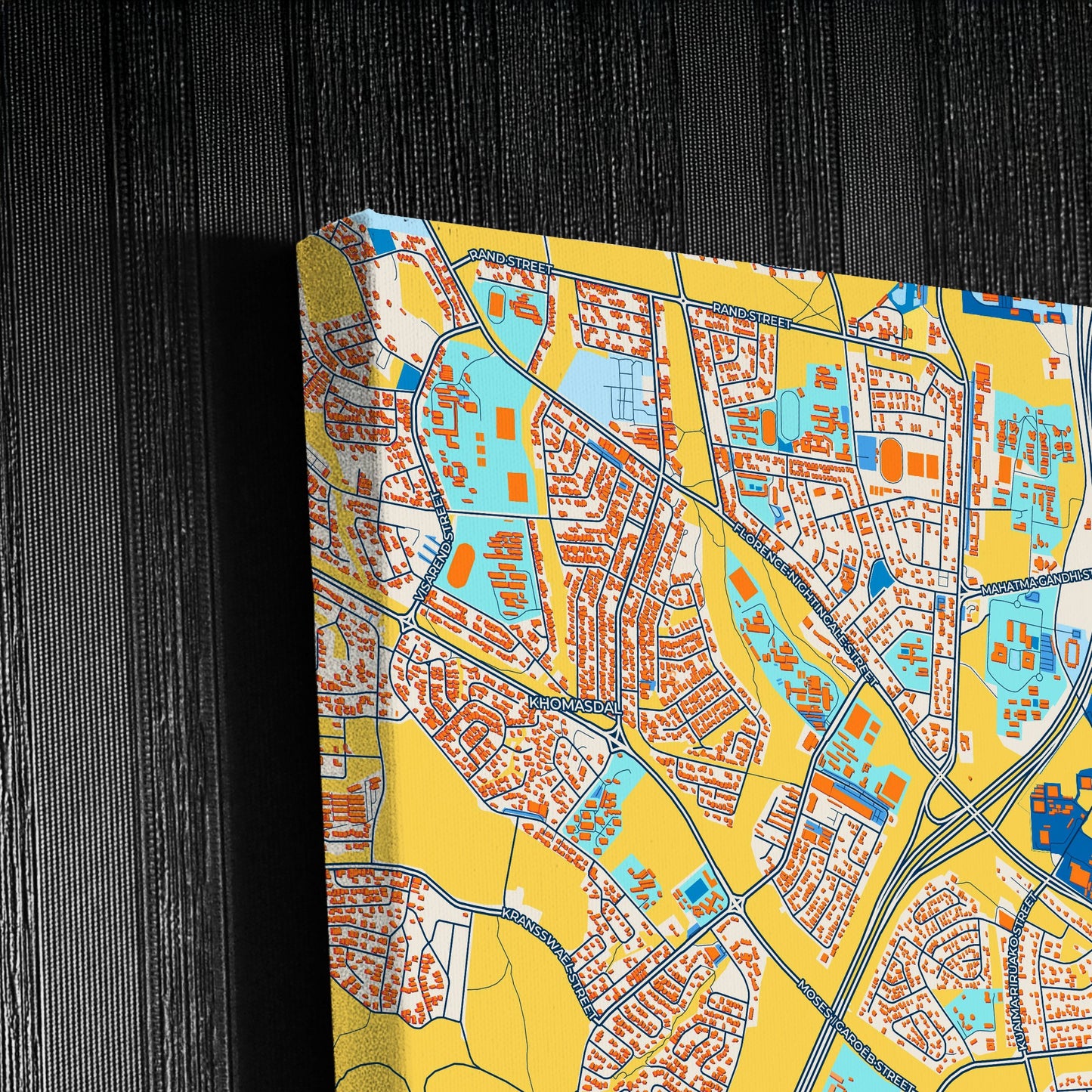 Windhoek Namibia Colorful City Map Canvas Print Detail