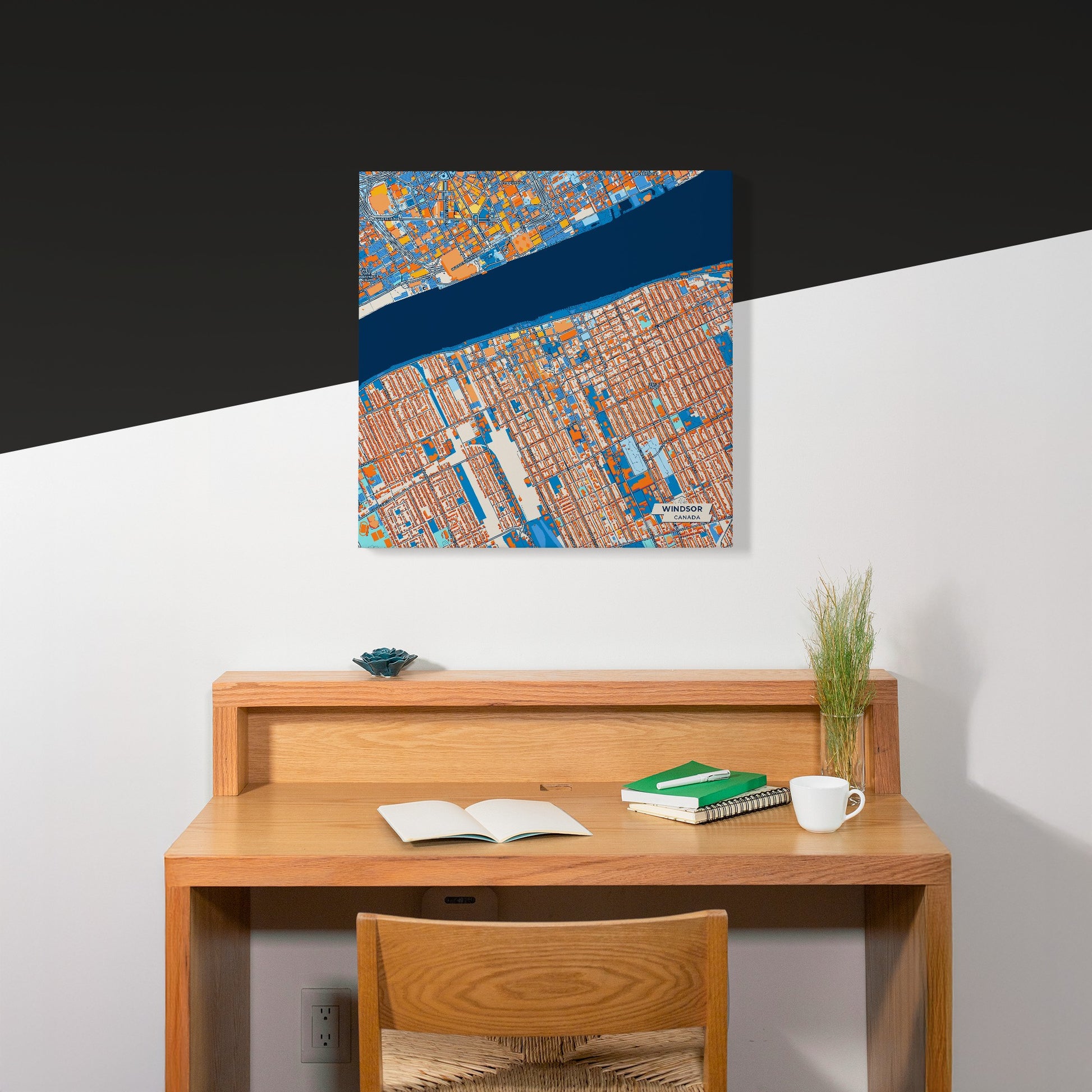 Windsor Canada Colorful City Map Canvas Print Scene