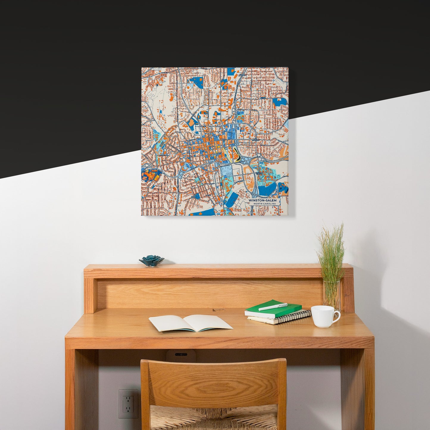 Winston–Salem North Carolina Colorful City Map Canvas Print Scene