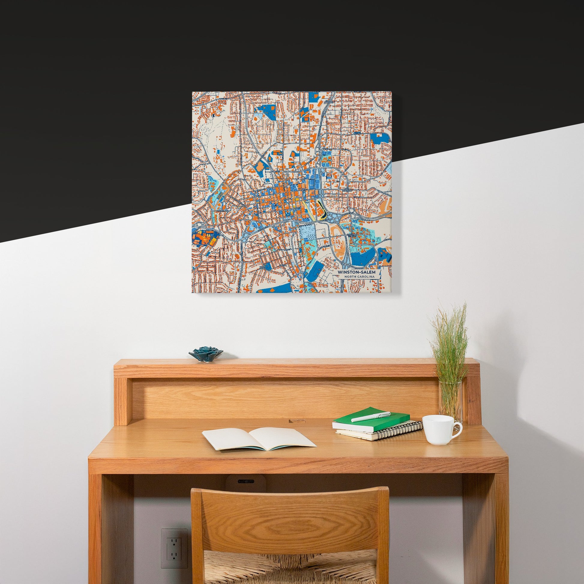 Winston–Salem North Carolina Colorful City Map Canvas Print Scene