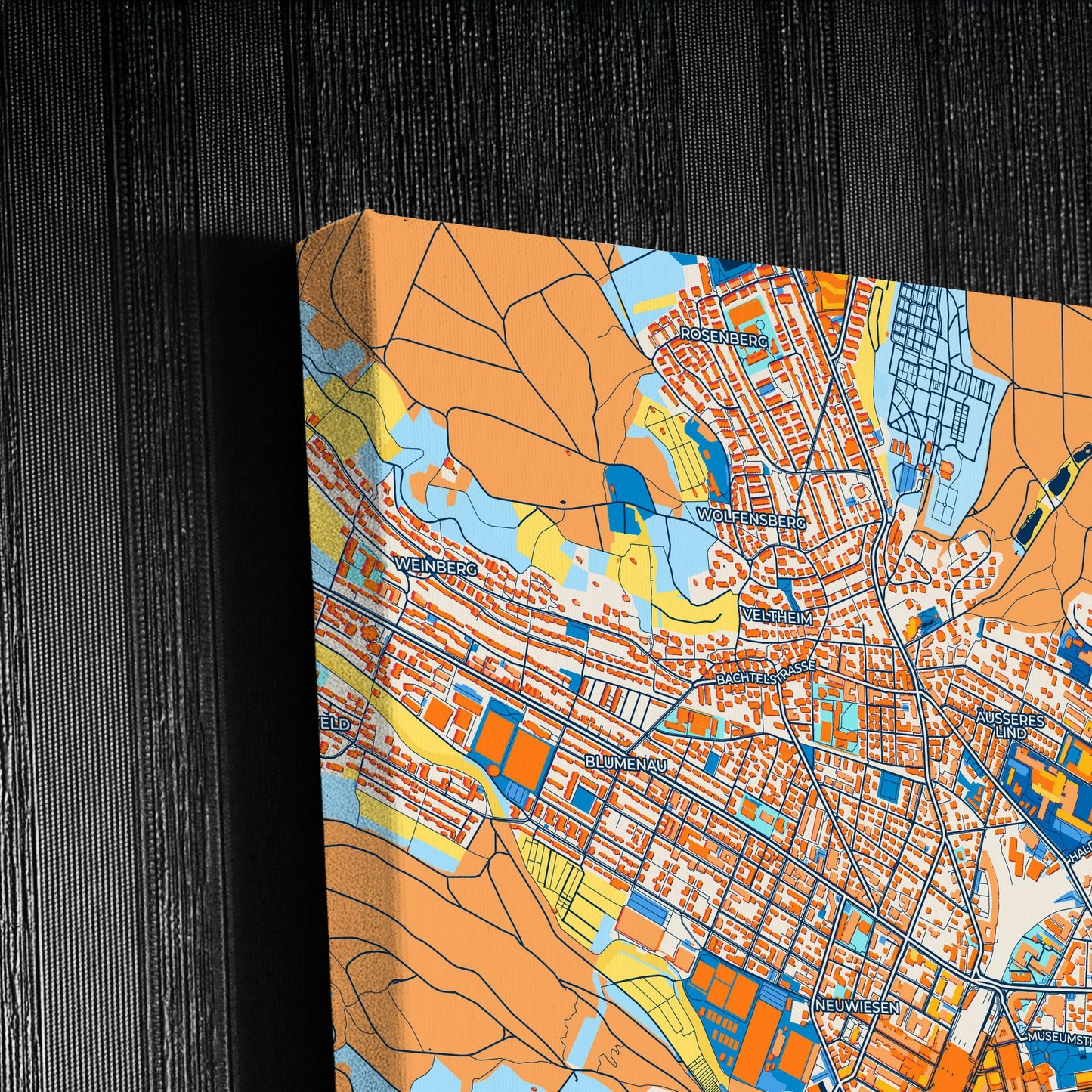Winterthur Switzerland Colorful City Map Canvas Print Detail