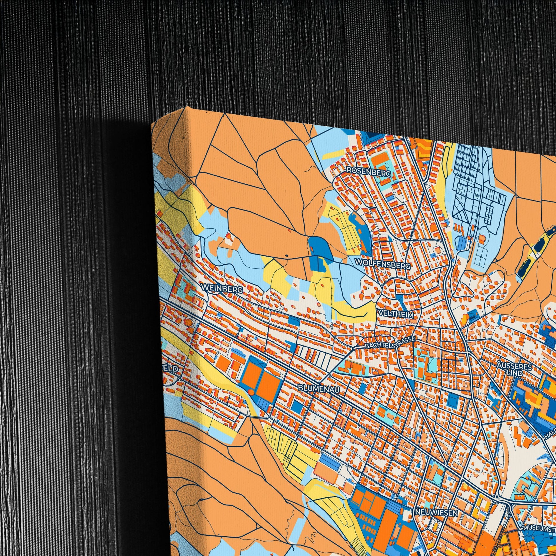 Winterthur Switzerland Colorful City Map Canvas Print Detail