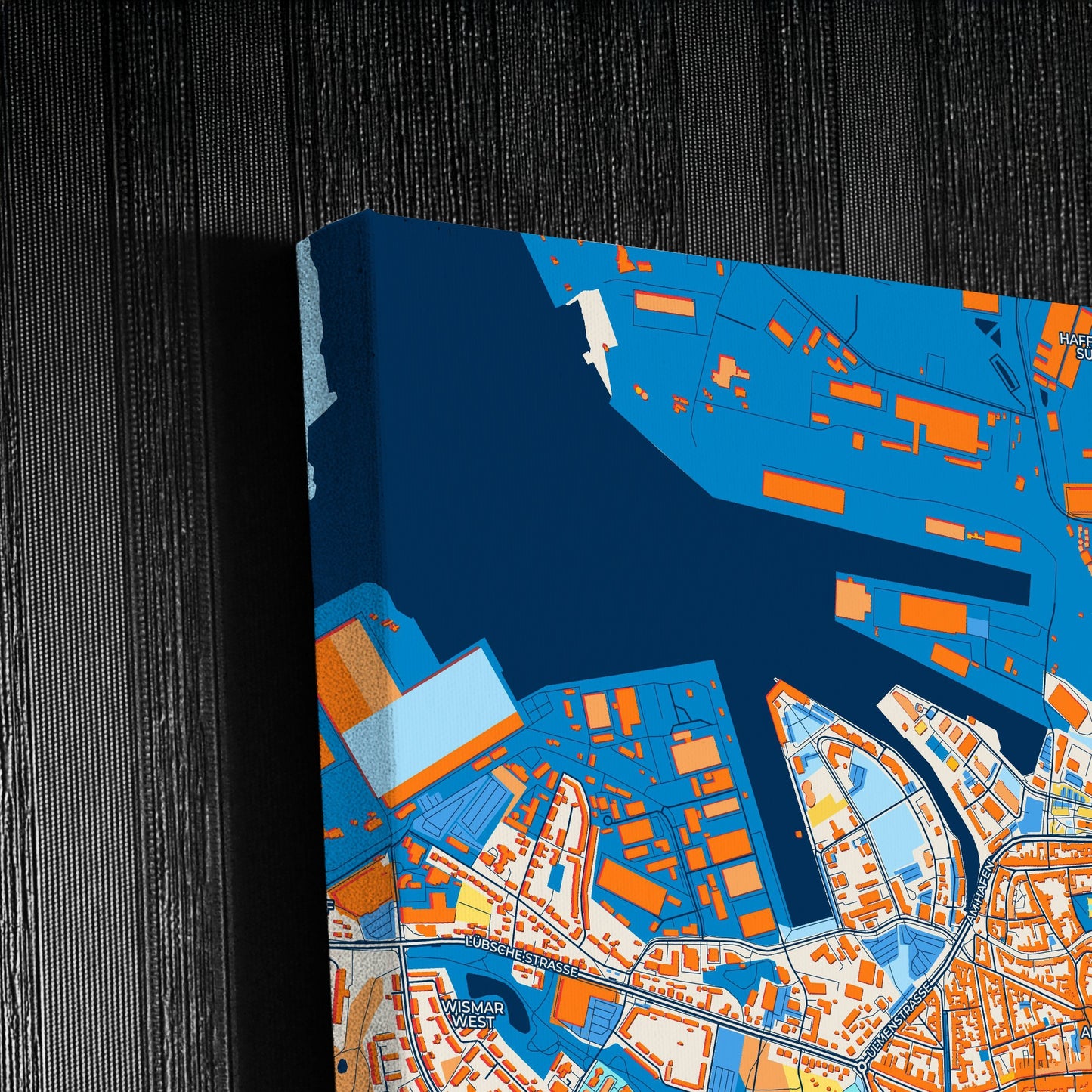 Wismar Germany Colorful City Map Canvas Print Detail