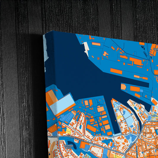 Wismar Germany Colorful City Map Canvas Print Detail