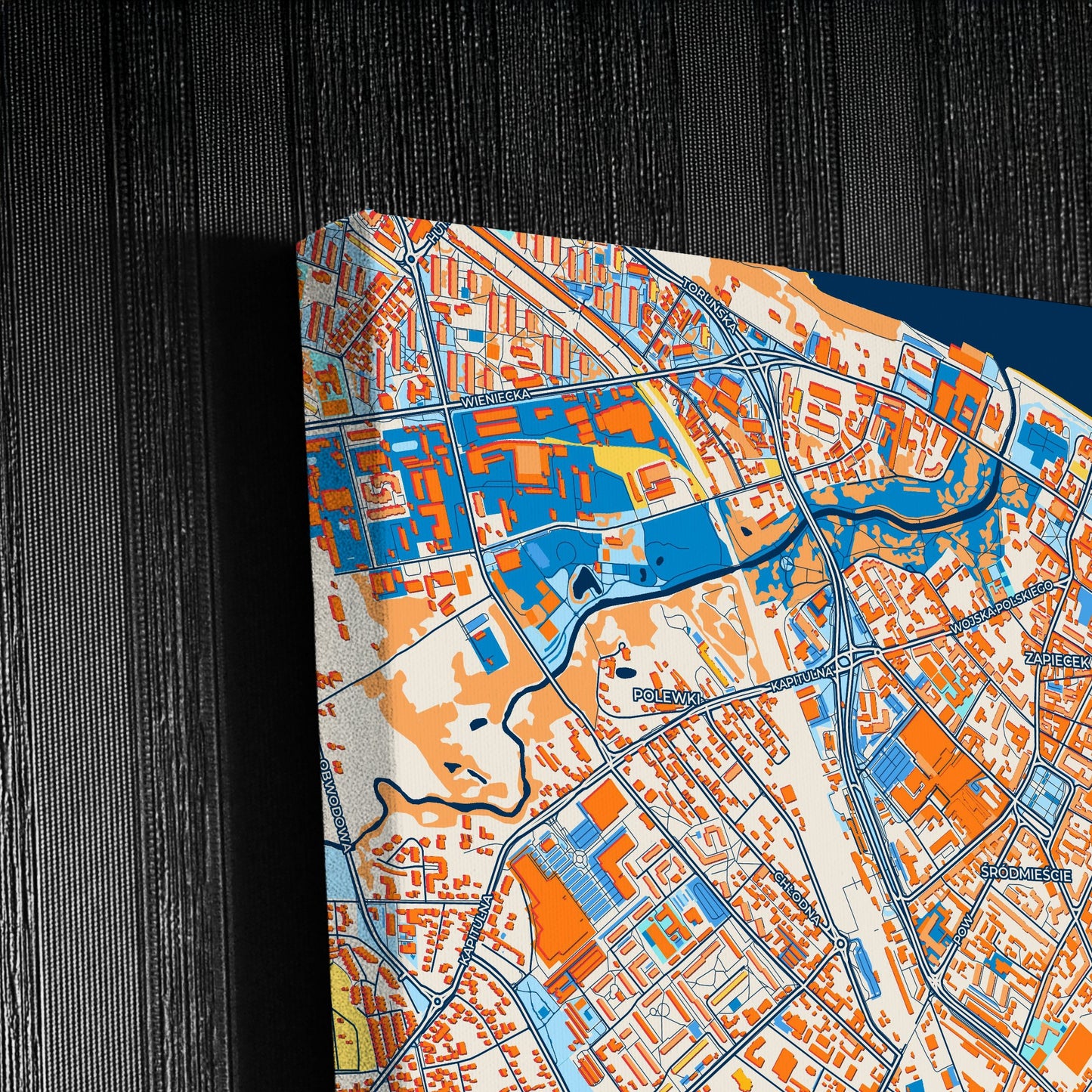 Włocławek Poland Colorful City Map Canvas Print Detail