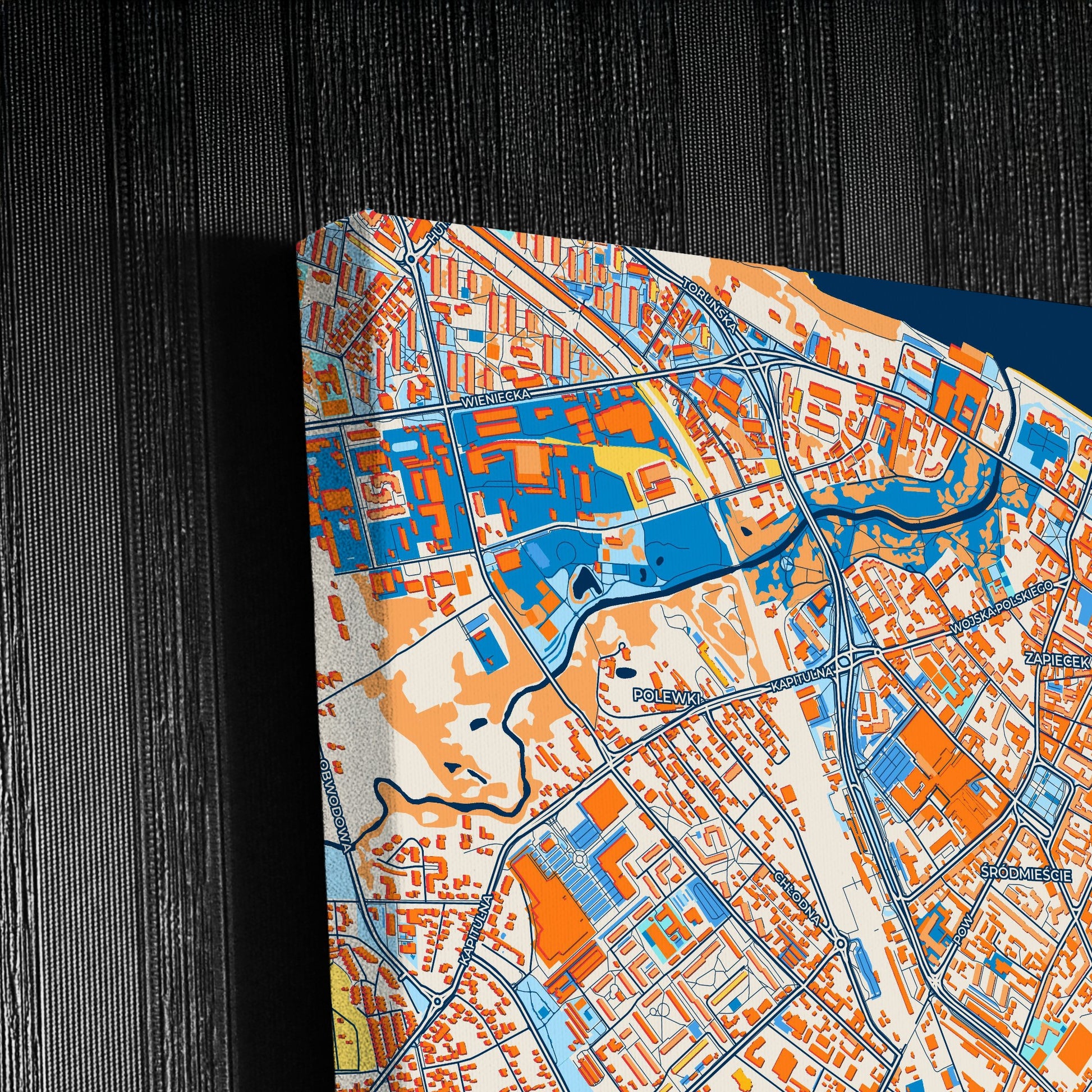 Włocławek Poland Colorful City Map Canvas Print Detail
