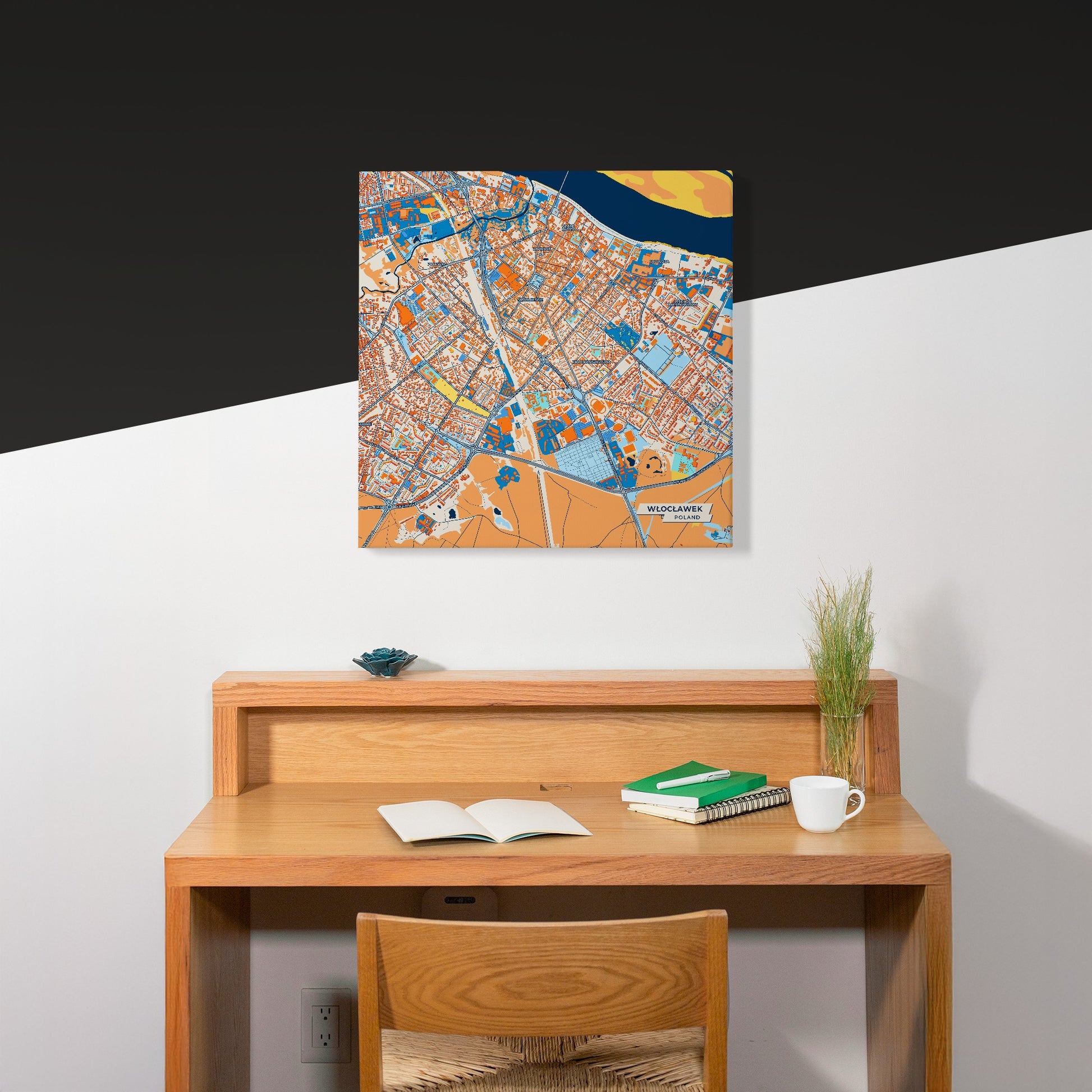 Włocławek Poland Colorful City Map Canvas Print Scene