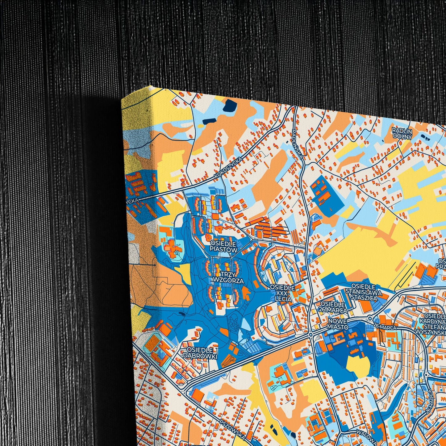 Wodzisław Śląski Poland Colorful City Map Canvas Print Detail
