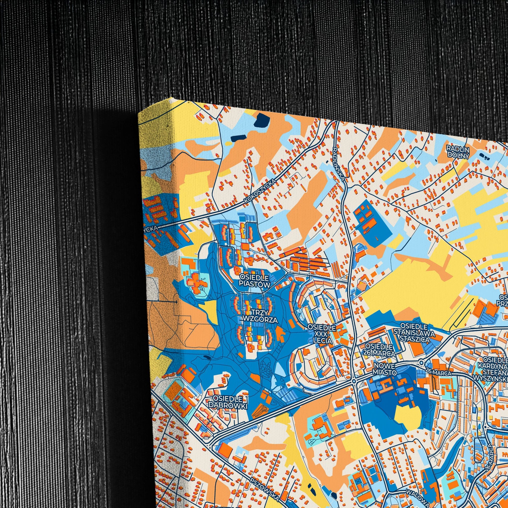 Wodzisław Śląski Poland Colorful City Map Canvas Print Detail
