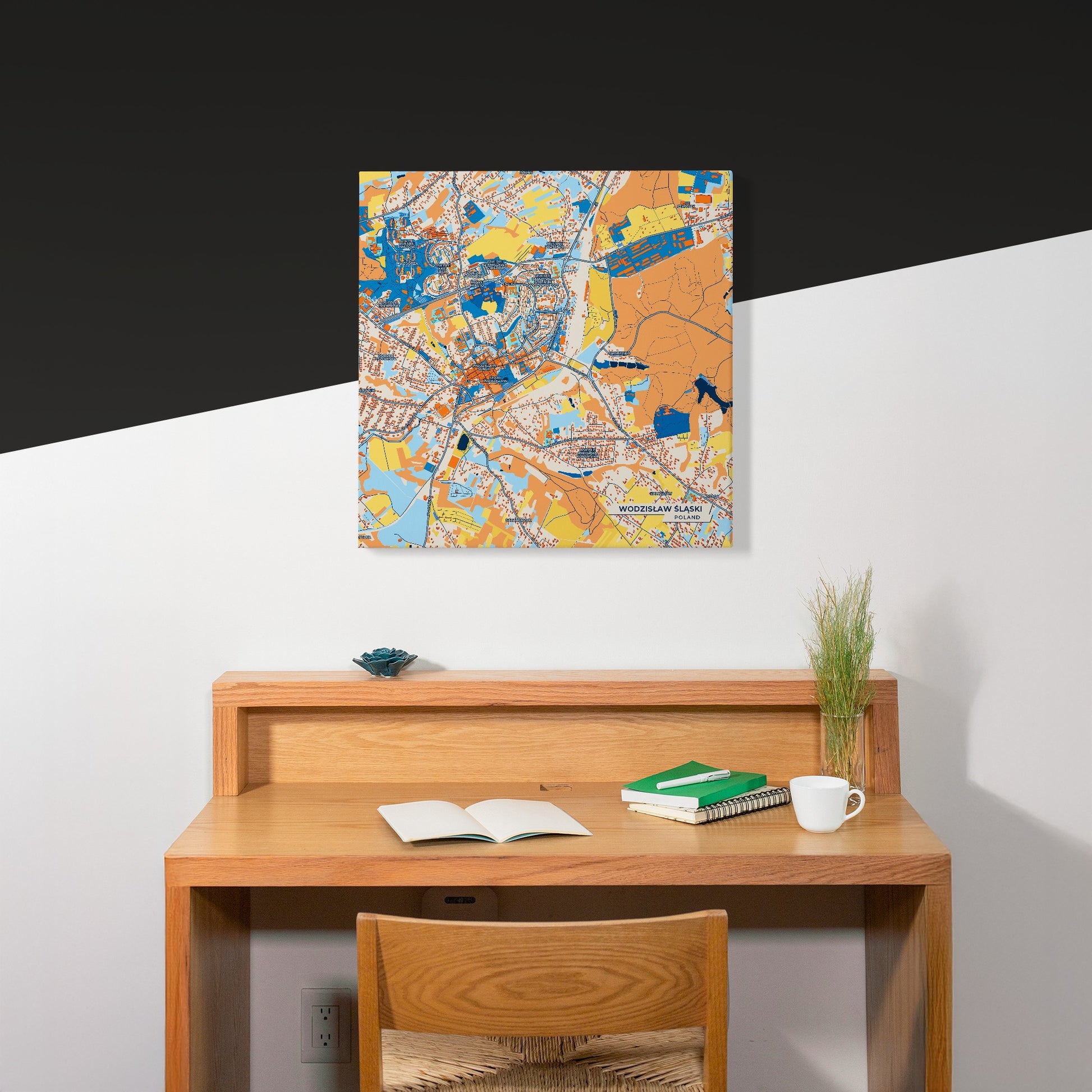 Wodzisław Śląski Poland Colorful City Map Canvas Print Scene