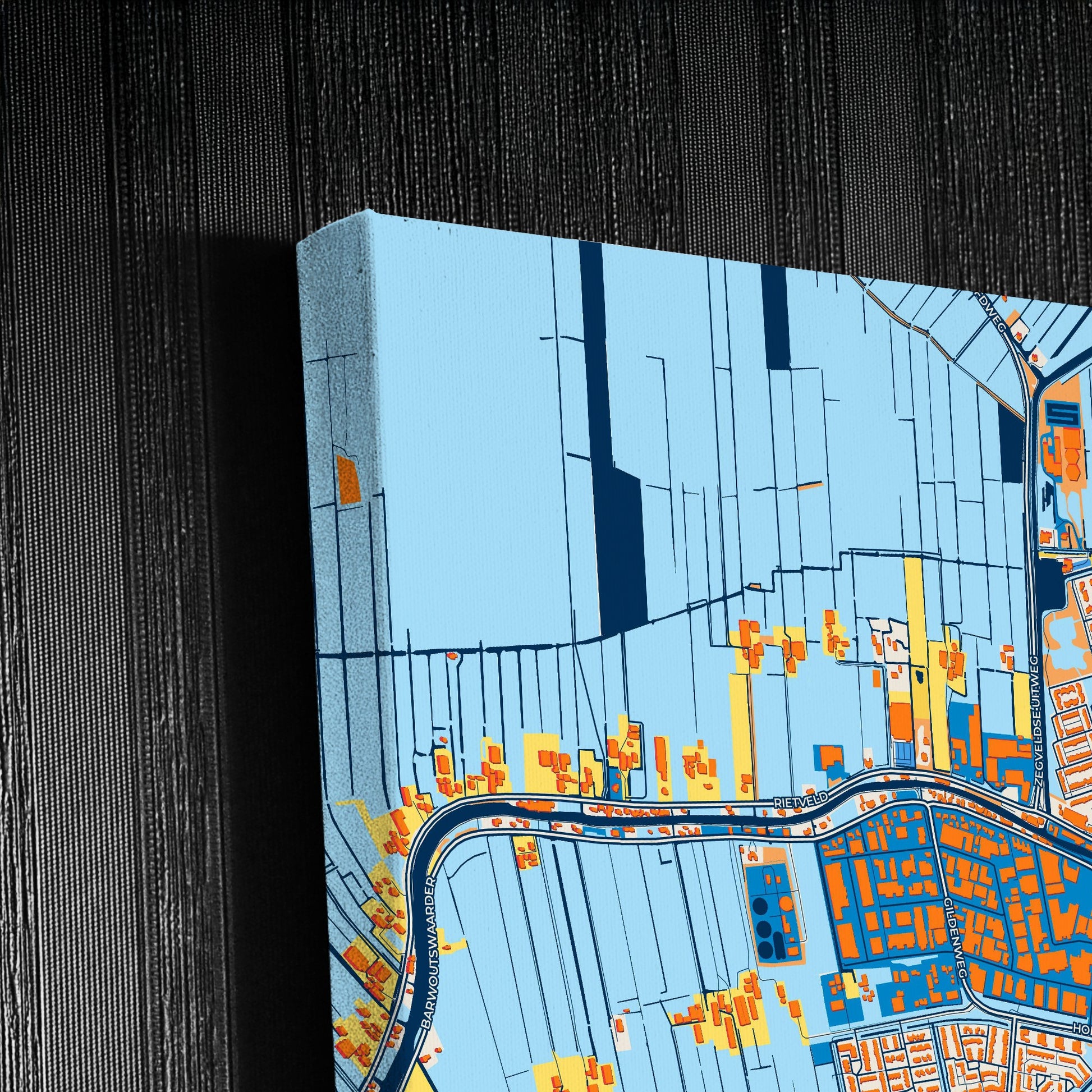 Woerden Netherlands Colorful City Map Canvas Print Detail