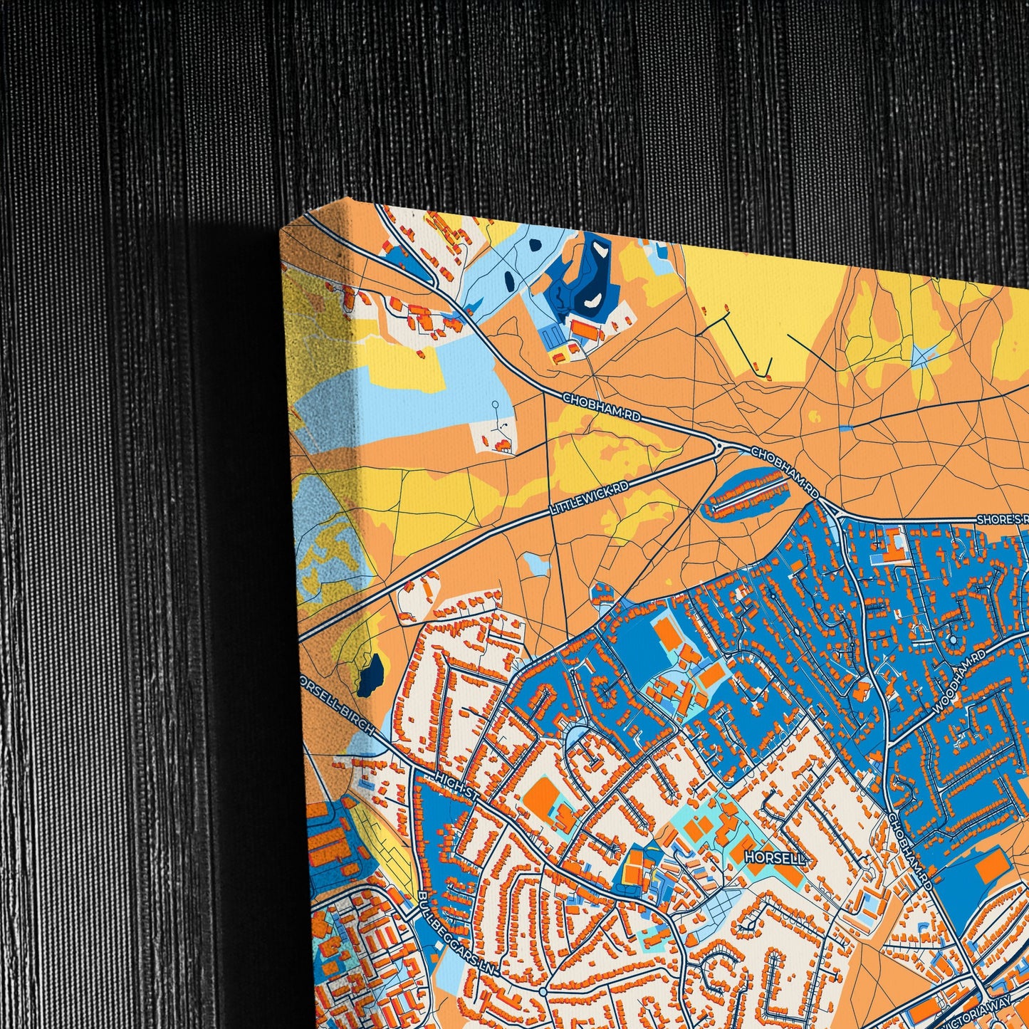 Woking England Colorful City Map Canvas Print Detail
