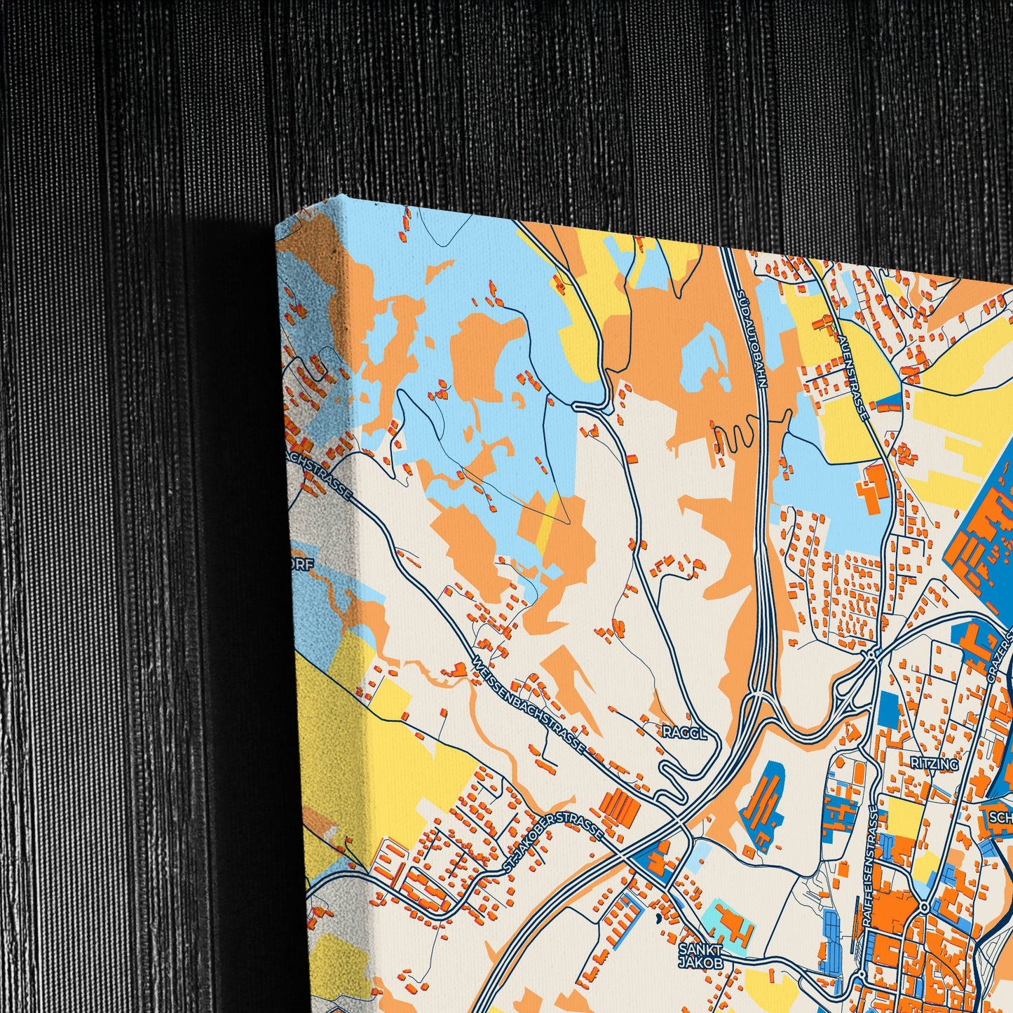 Wolfsberg Austria Colorful City Map Canvas Print Detail