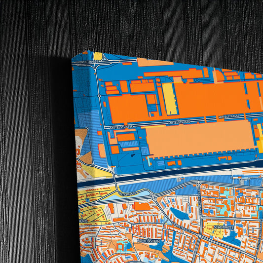 Wolfsburg Germany Colorful City Map Canvas Print Detail