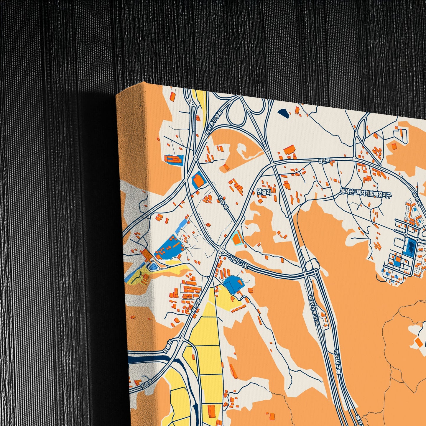 Wonju South Korea Colorful City Map Canvas Print Detail