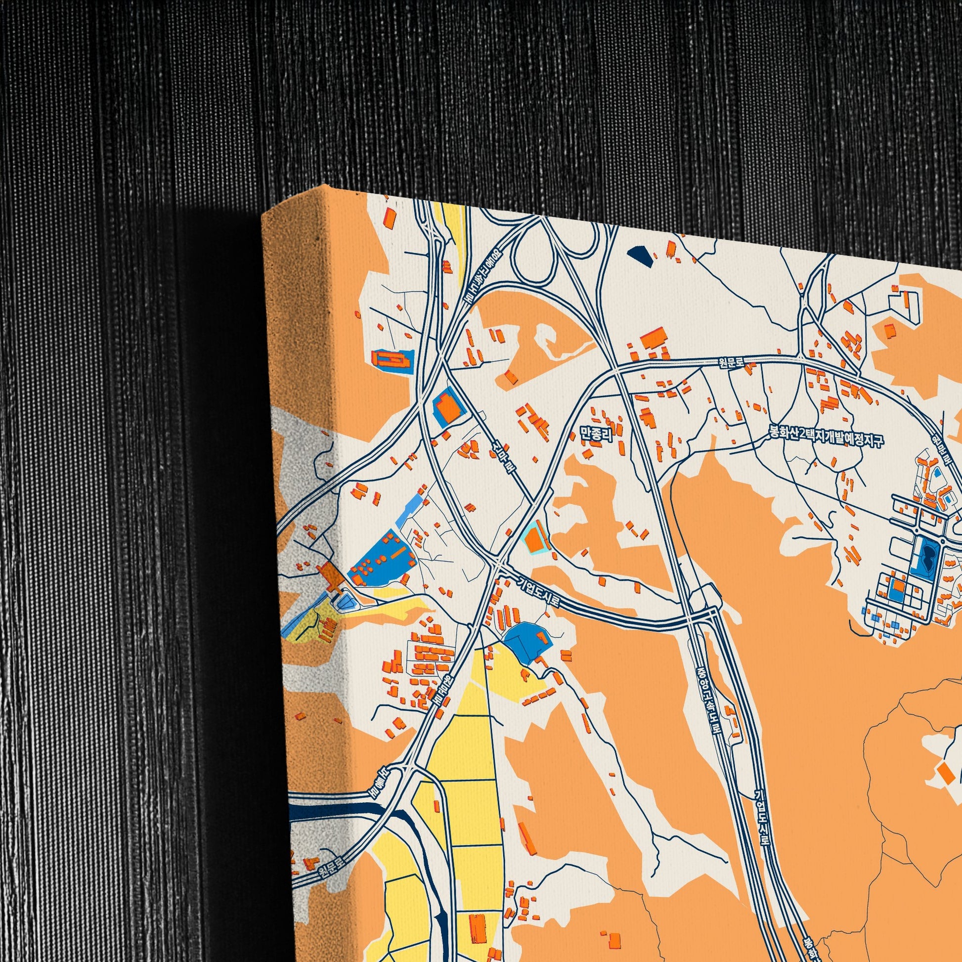 Wonju South Korea Colorful City Map Canvas Print Detail