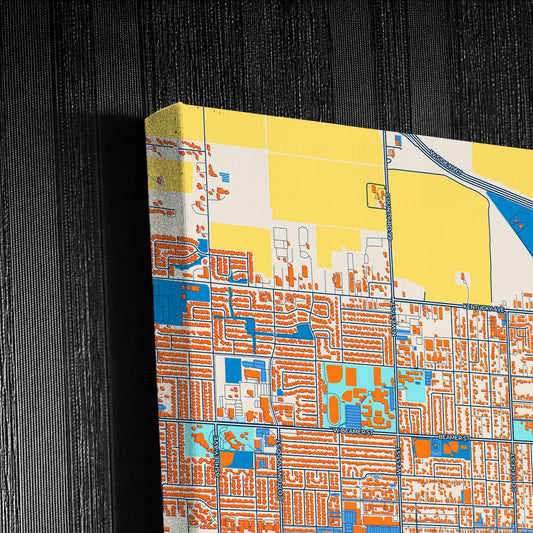 Woodland California Colorful City Map Canvas Print Detail