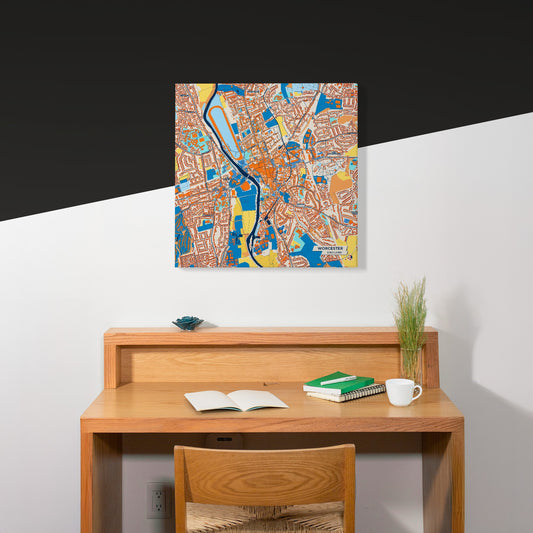 Worcester England Colorful City Map Canvas Print Scene