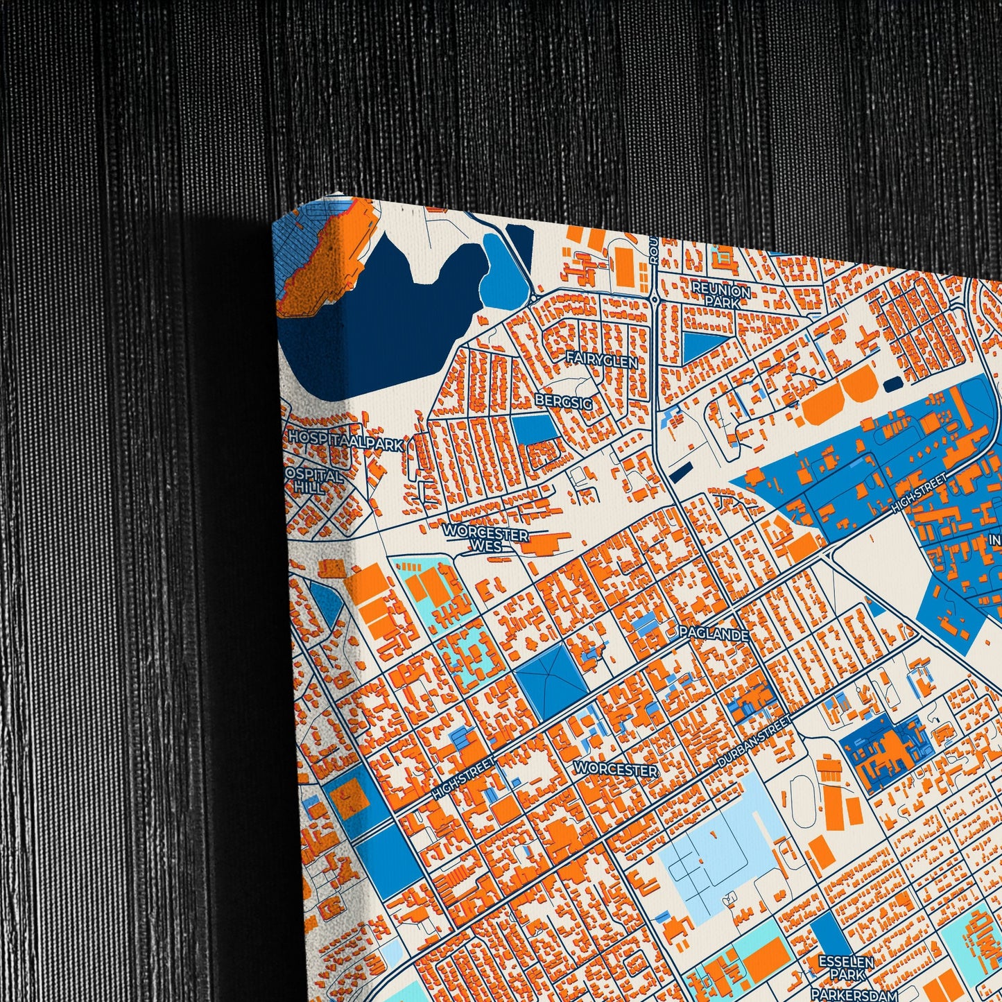 Worcester South Africa Colorful City Map Canvas Print Detail