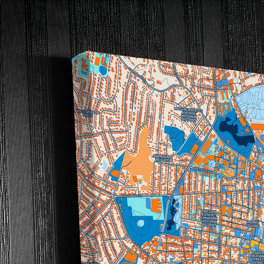 Worcester Massachusetts Colorful City Map Canvas Print Detail