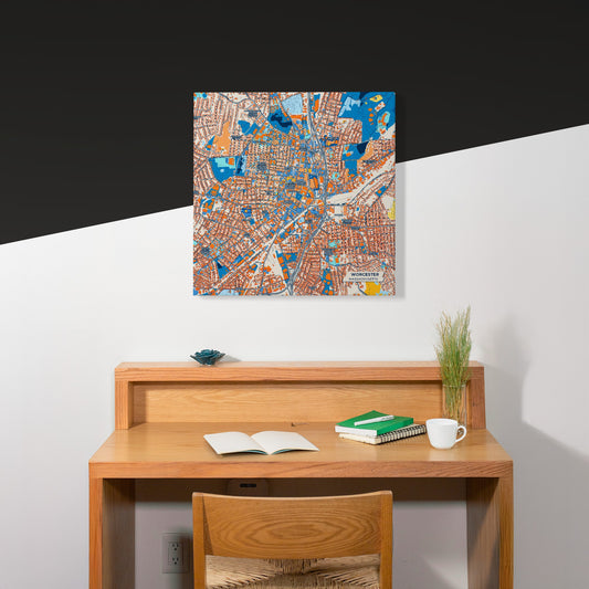 Worcester Massachusetts Colorful City Map Canvas Print Scene