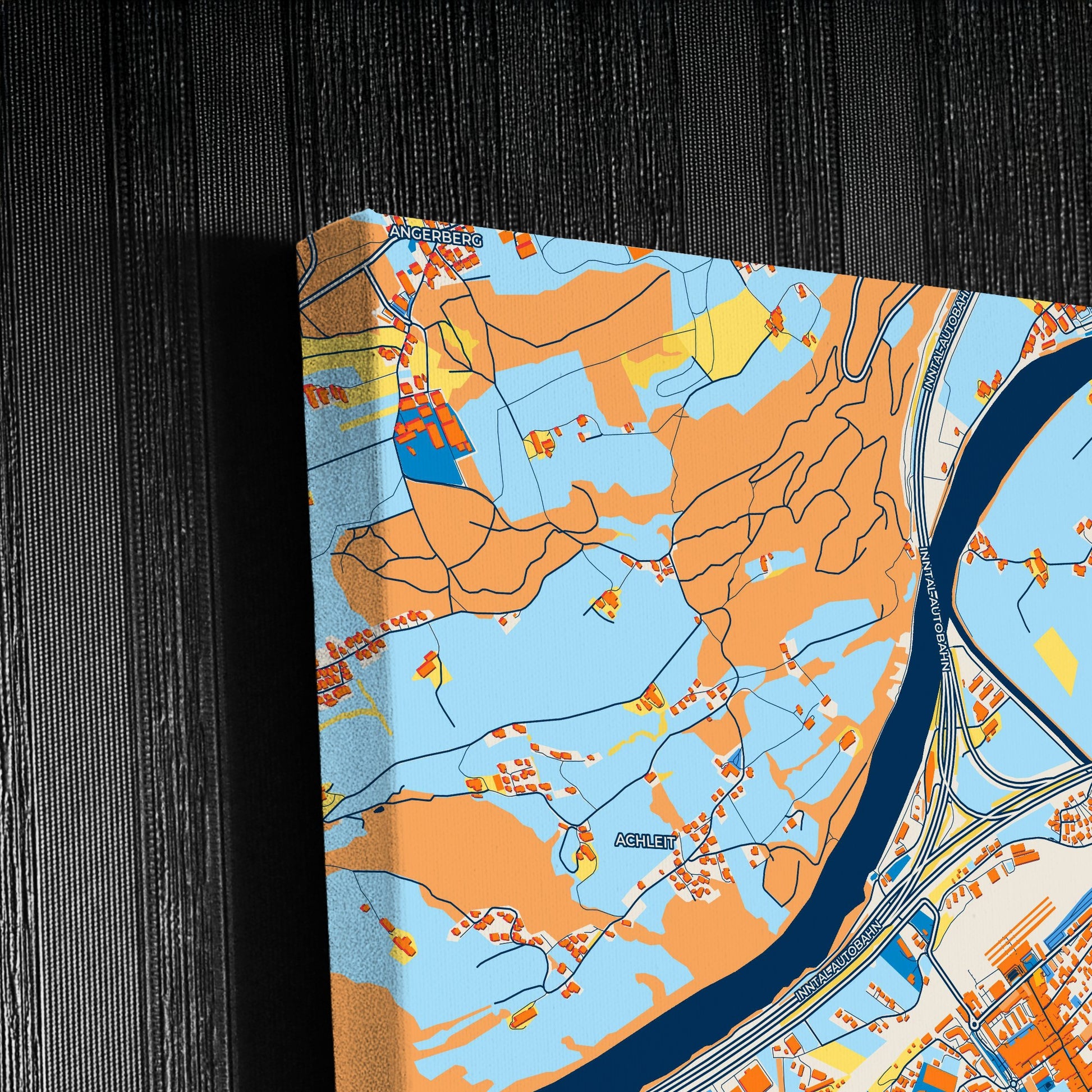 Wörgl Austria Colorful City Map Canvas Print Detail