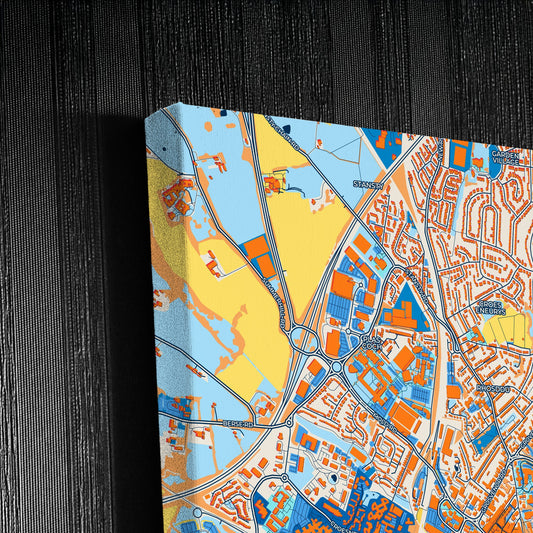 Wrexham Wales Colorful City Map Canvas Print Detail