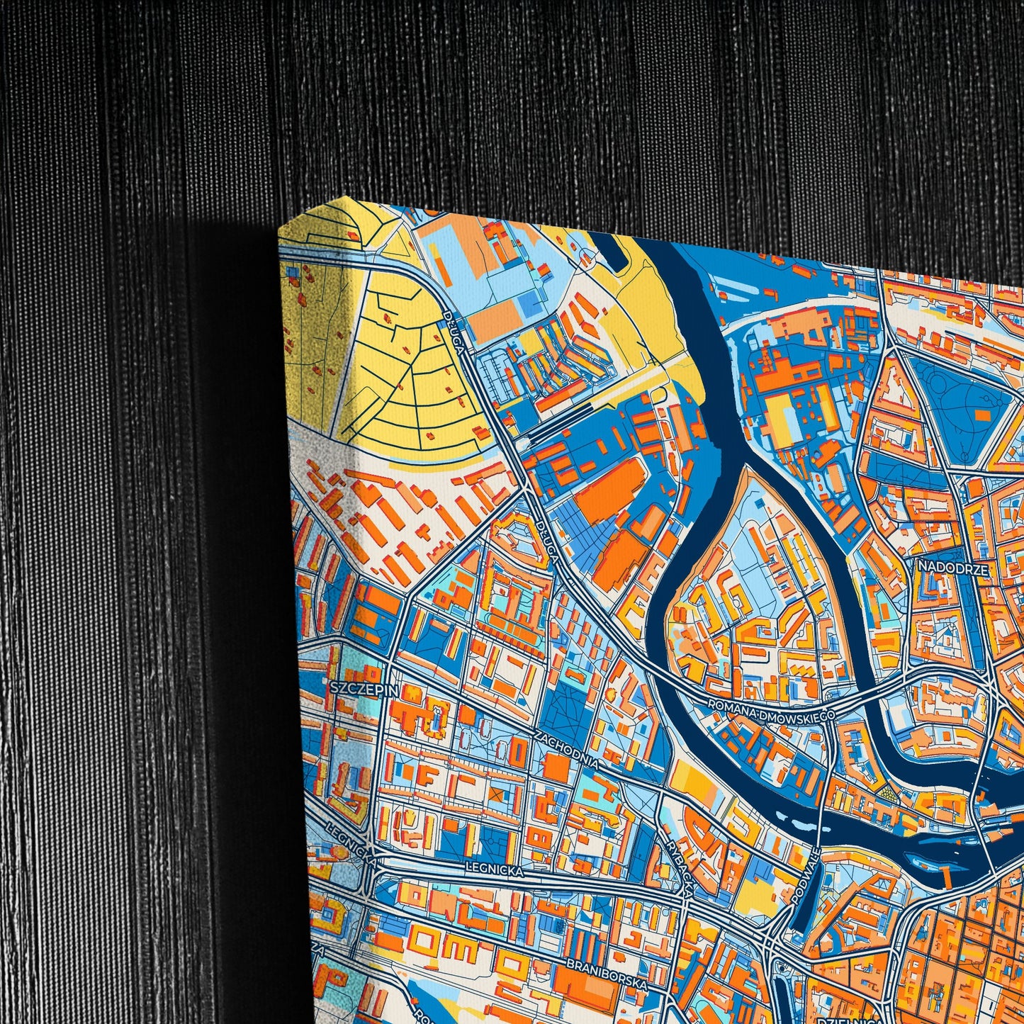 Wrocław Poland Colorful City Map Canvas Print Detail