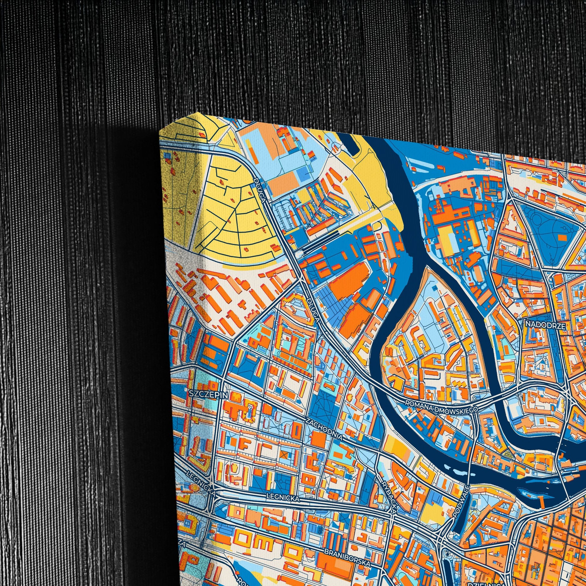 Wrocław Poland Colorful City Map Canvas Print Detail