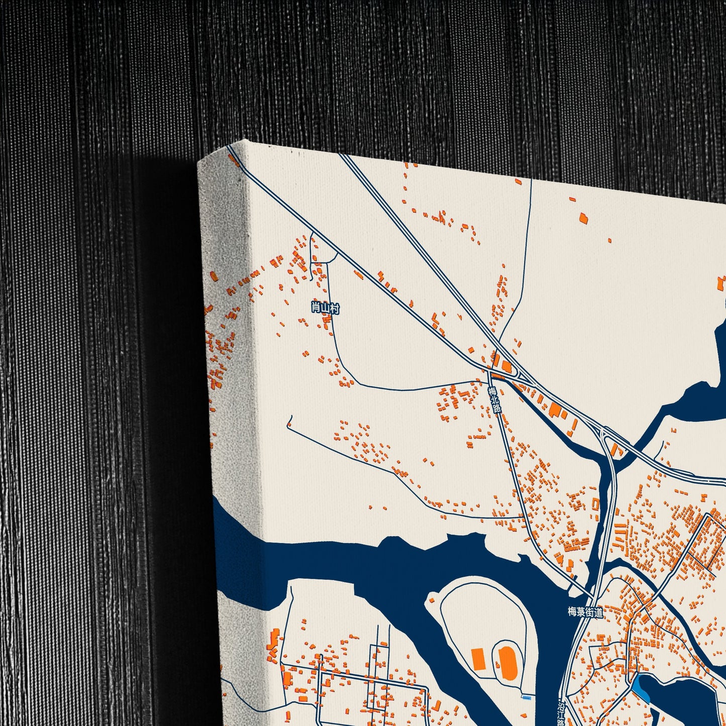 Wuchuan China Colorful City Map Canvas Print Detail