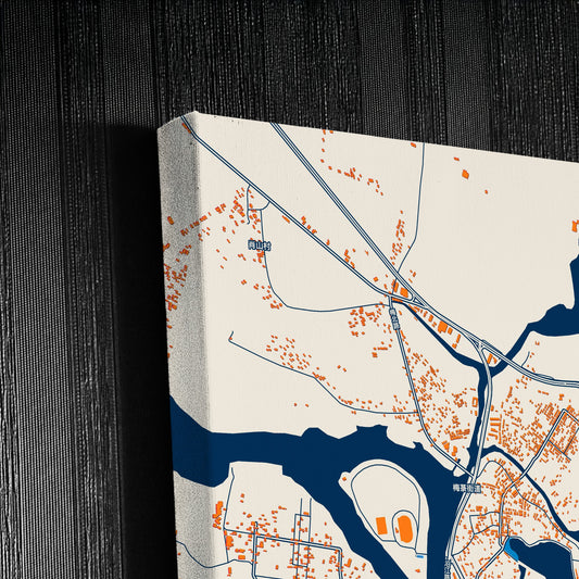 Wuchuan China Colorful City Map Canvas Print Detail