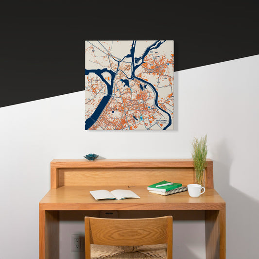 Wuchuan China Colorful City Map Canvas Print Scene