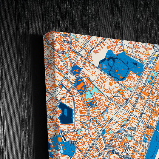 Wuhan China Colorful City Map Canvas Print Detail