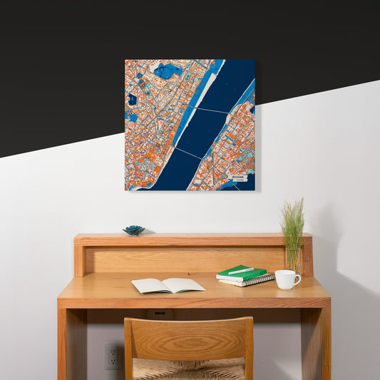 Wuhan China Colorful City Map Canvas Print Scene