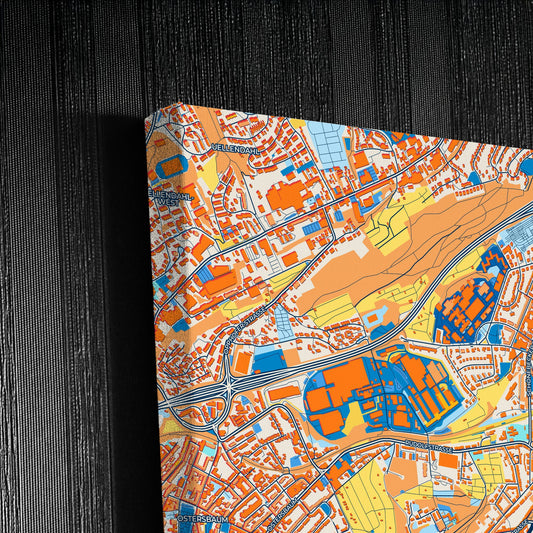 Wuppertal Germany Colorful City Map Canvas Print Detail