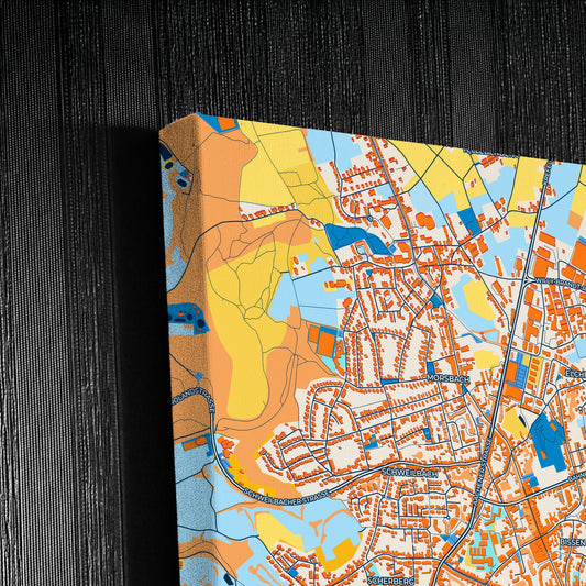 Würselen Germany Colorful City Map Canvas Print Detail