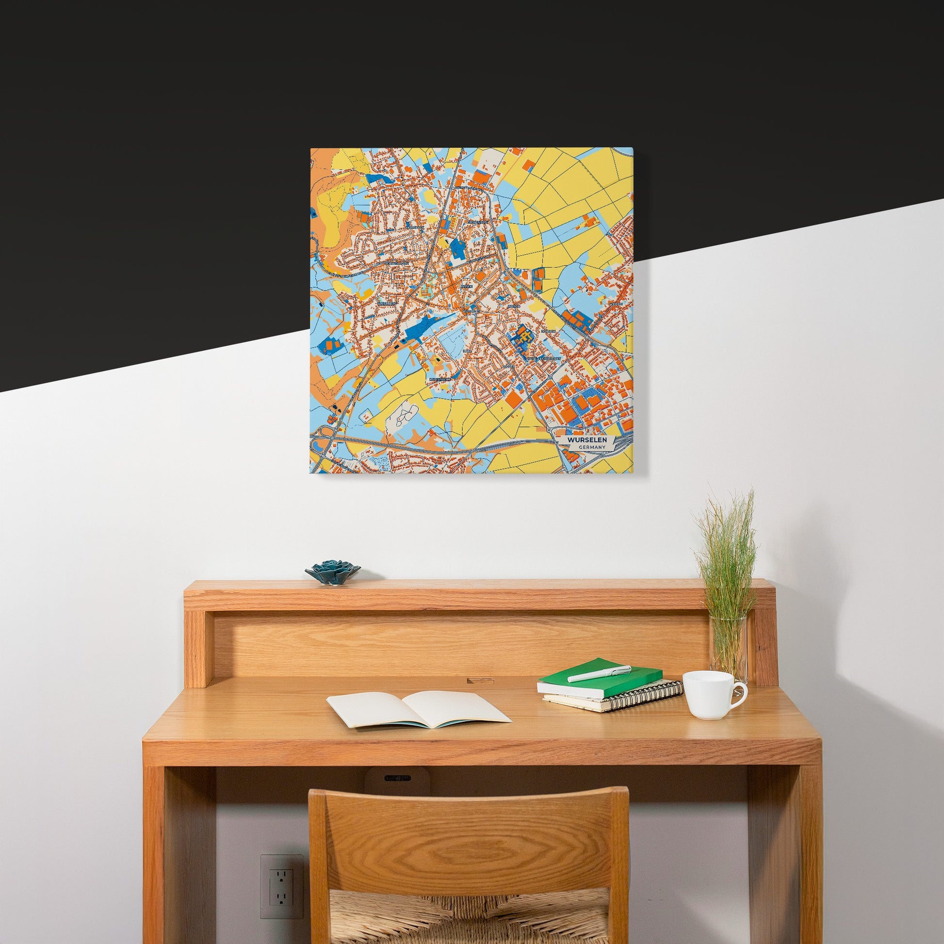 Würselen Germany Colorful City Map Canvas Print Scene