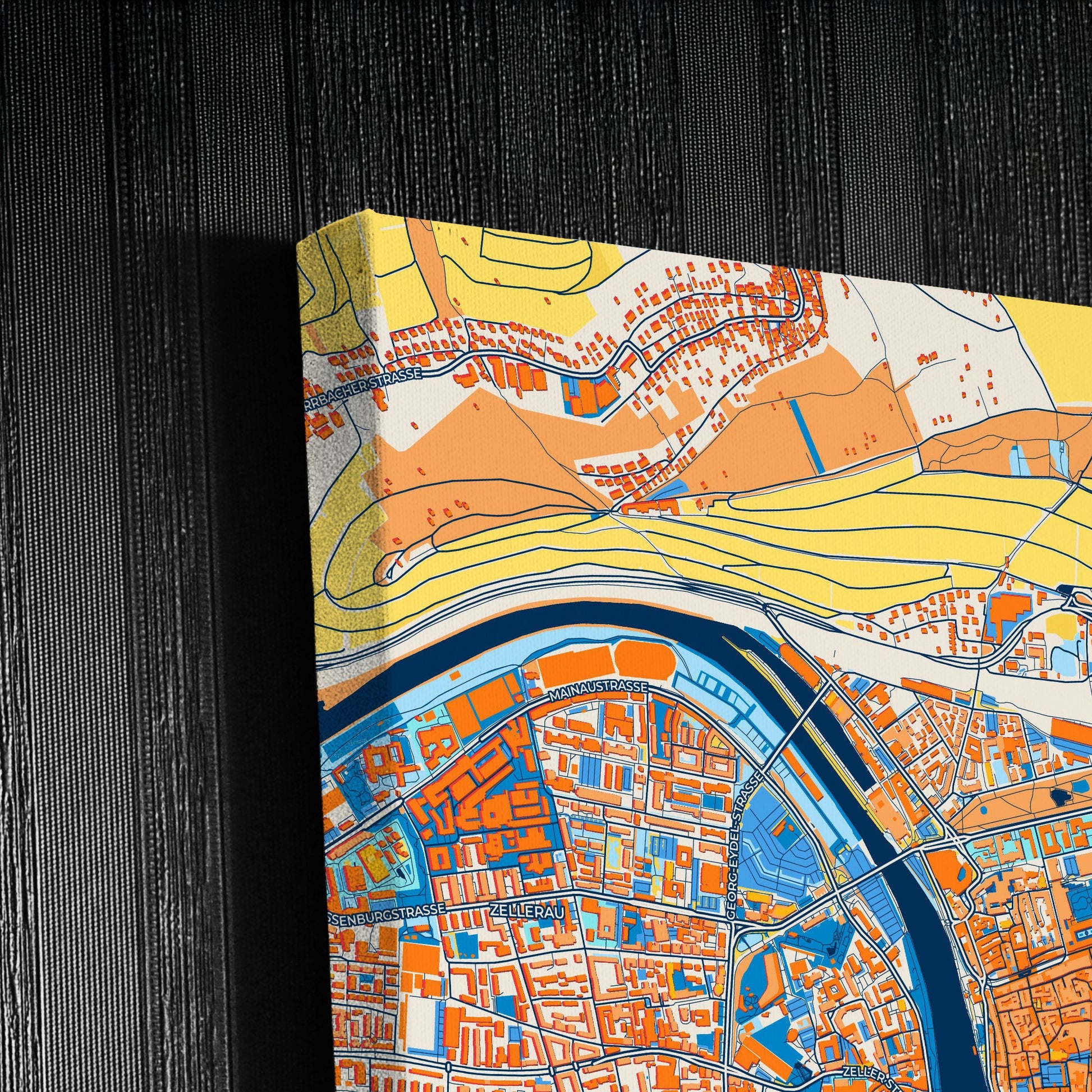 Würzburg Germany Colorful City Map Canvas Print Detail