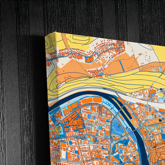 Würzburg Germany Colorful City Map Canvas Print Detail