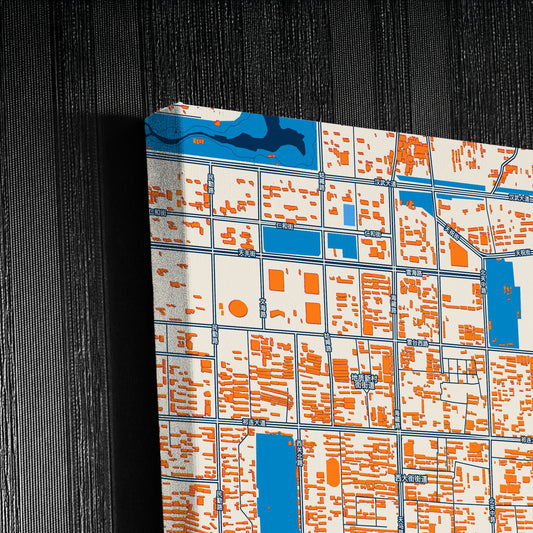 Wuwei China Colorful City Map Canvas Print Detail