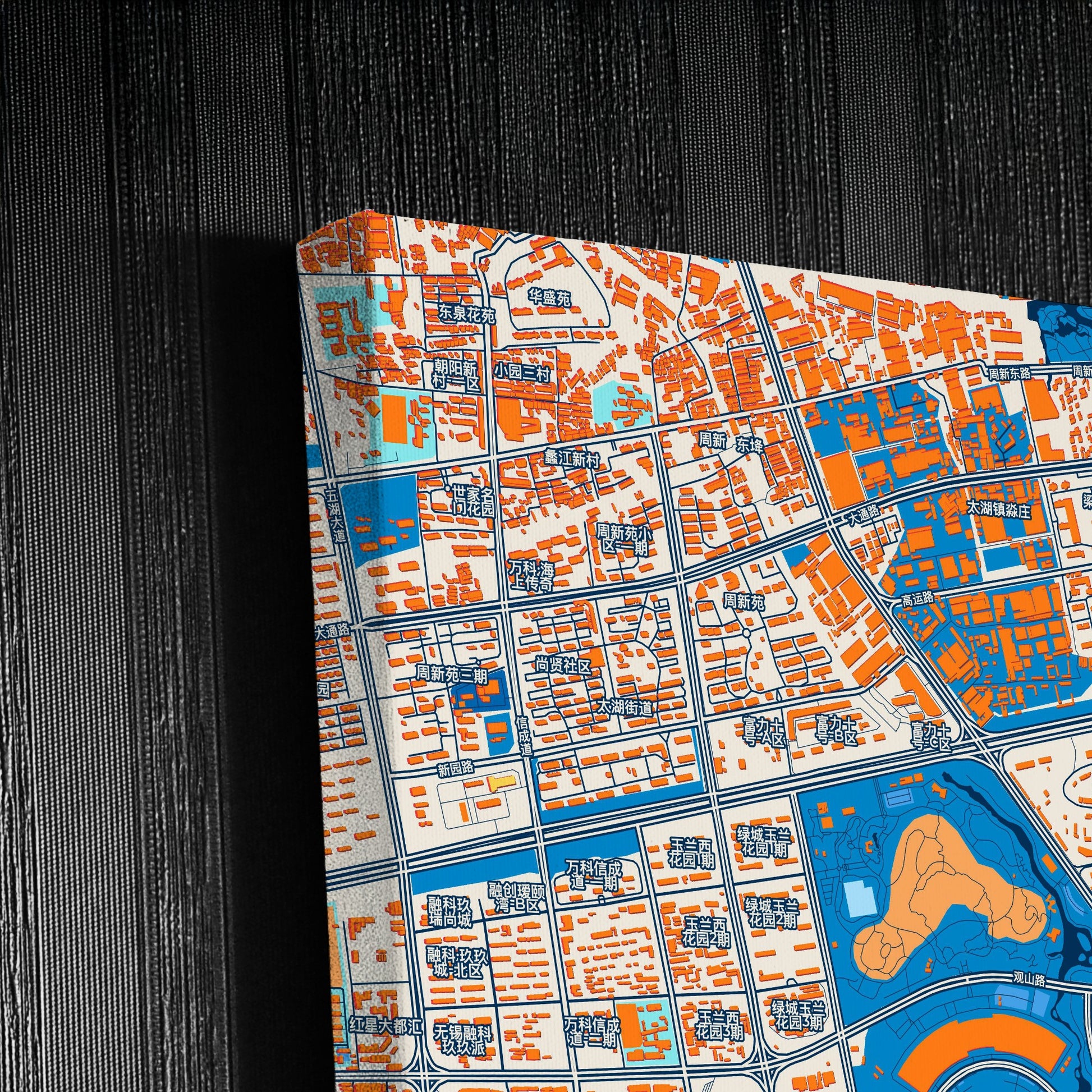 Wuxi China Colorful City Map Canvas Print Detail