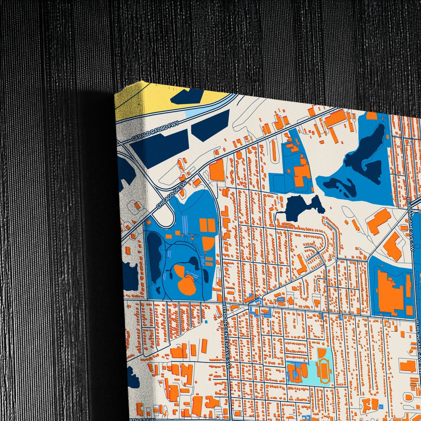 Wyoming Michigan Colorful City Map Canvas Print Detail