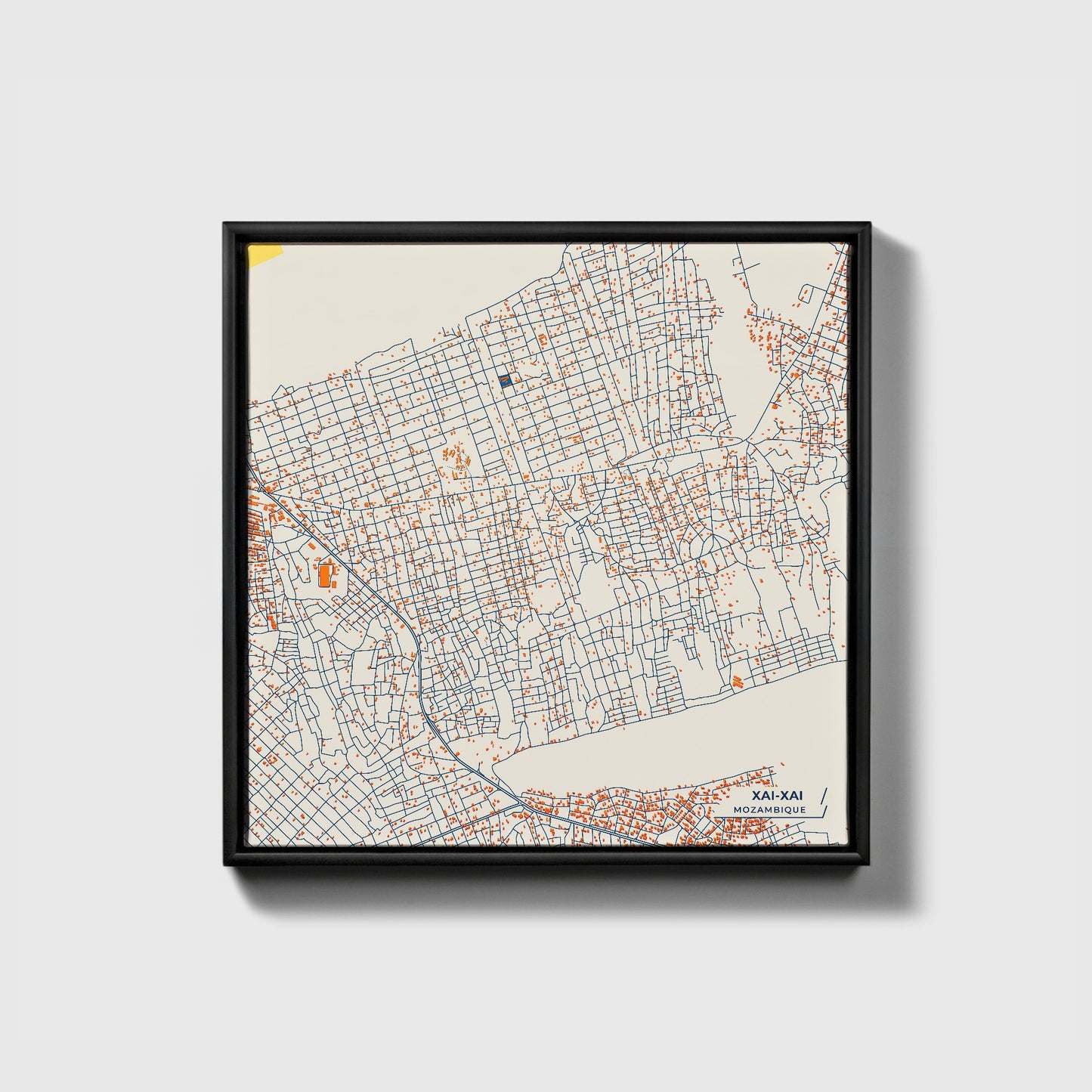 Xai-Xai Mozambique Colorful City Map Canvas Print • Black Framed